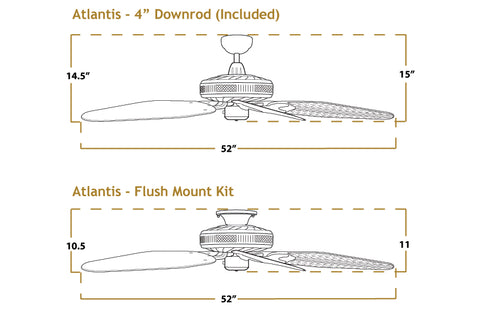 Dimensiones Atlantis de 52 pulgadas