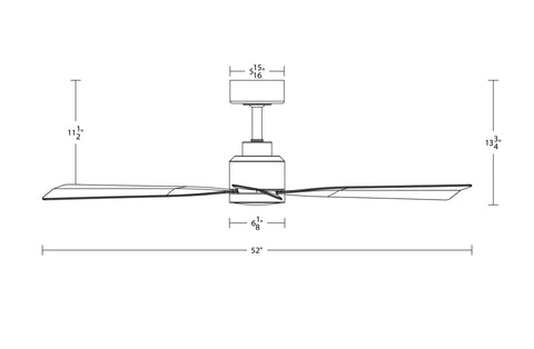 52 inch Clean Ceiling Fan by WAC dimensions