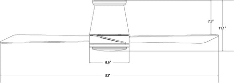 Dimensiones del ventilador de techo Hug de 52 pulgadas de WAC