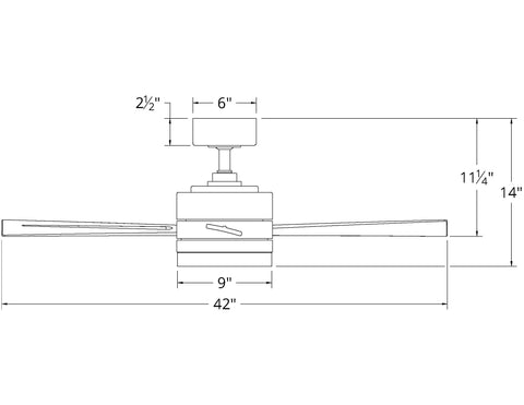 Dimensiones del ventilador de techo Wynd de 42 pulgadas de Modern Forms