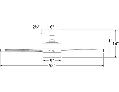 Dimensiones del ventilador de techo Wynd de 52 pulgadas de Modern Forms