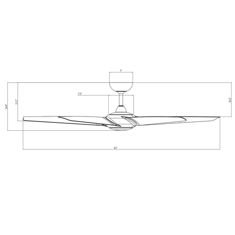 62 inch Lucid Ceiling Fan Dimensions