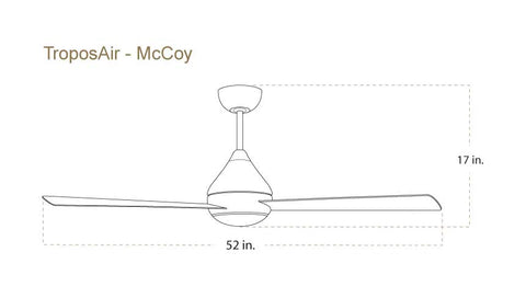 Dimensiones del ventilador de techo TroposAir McCoy