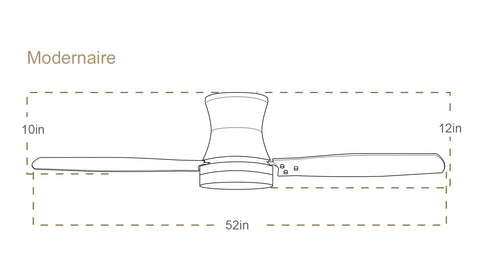 Dimensiones del ventilador de techo TroposAir Modernair