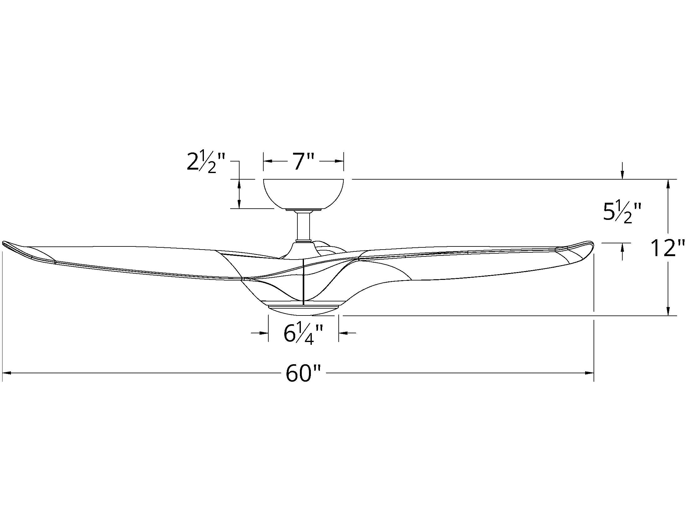 60 inch Morpheus III Modern Forms Ceiling Fan Dimensions