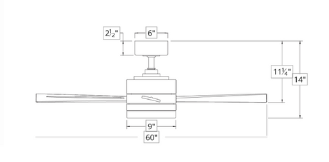 Dimensiones del ventilador de techo Wynd de 60 pulgadas de Modern Forms