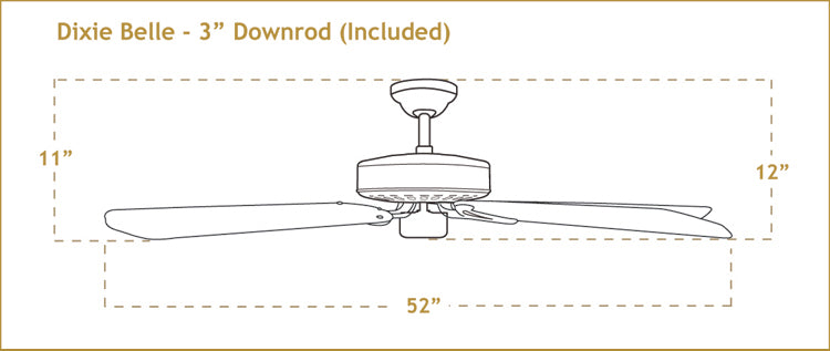 Dixie Belle Nautical Ceiling Fan Dimensions