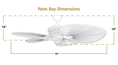 Dimensiones del ventilador de techo Palm Bay de 56 pulgadas