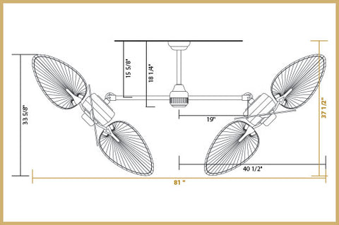 Twin Star III Dimensions 46 inch Blades - Angled Configuration