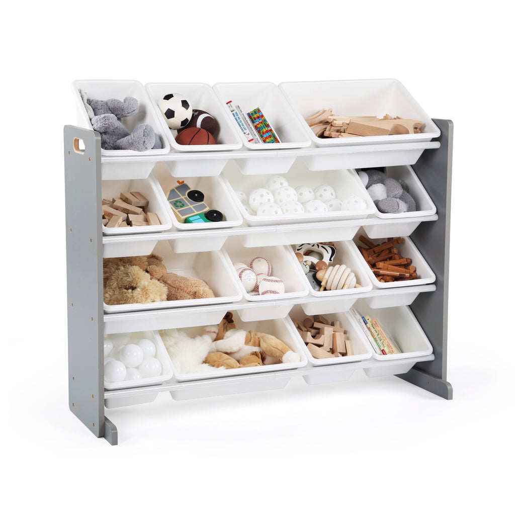 grey and white toy storage