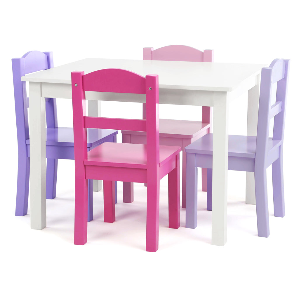 childrens white wooden table and chairs