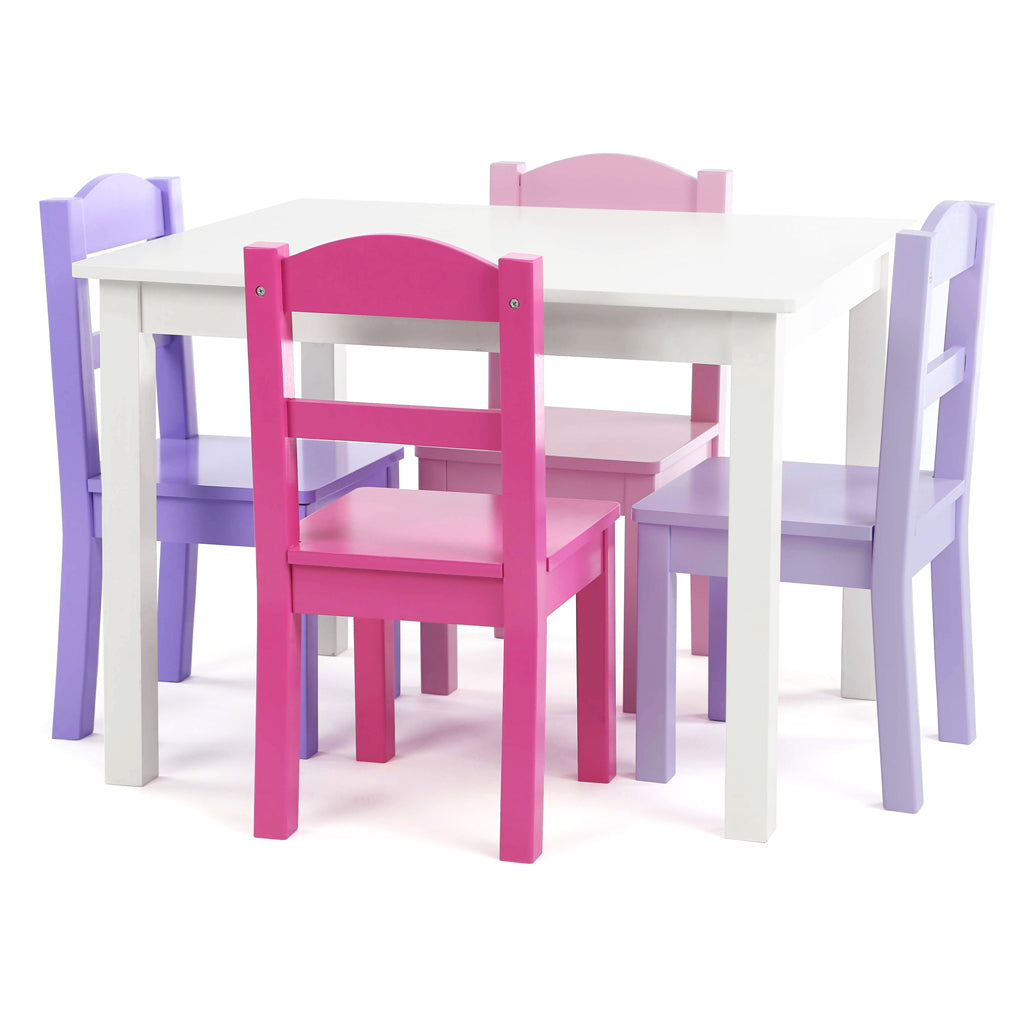 white wooden kids table