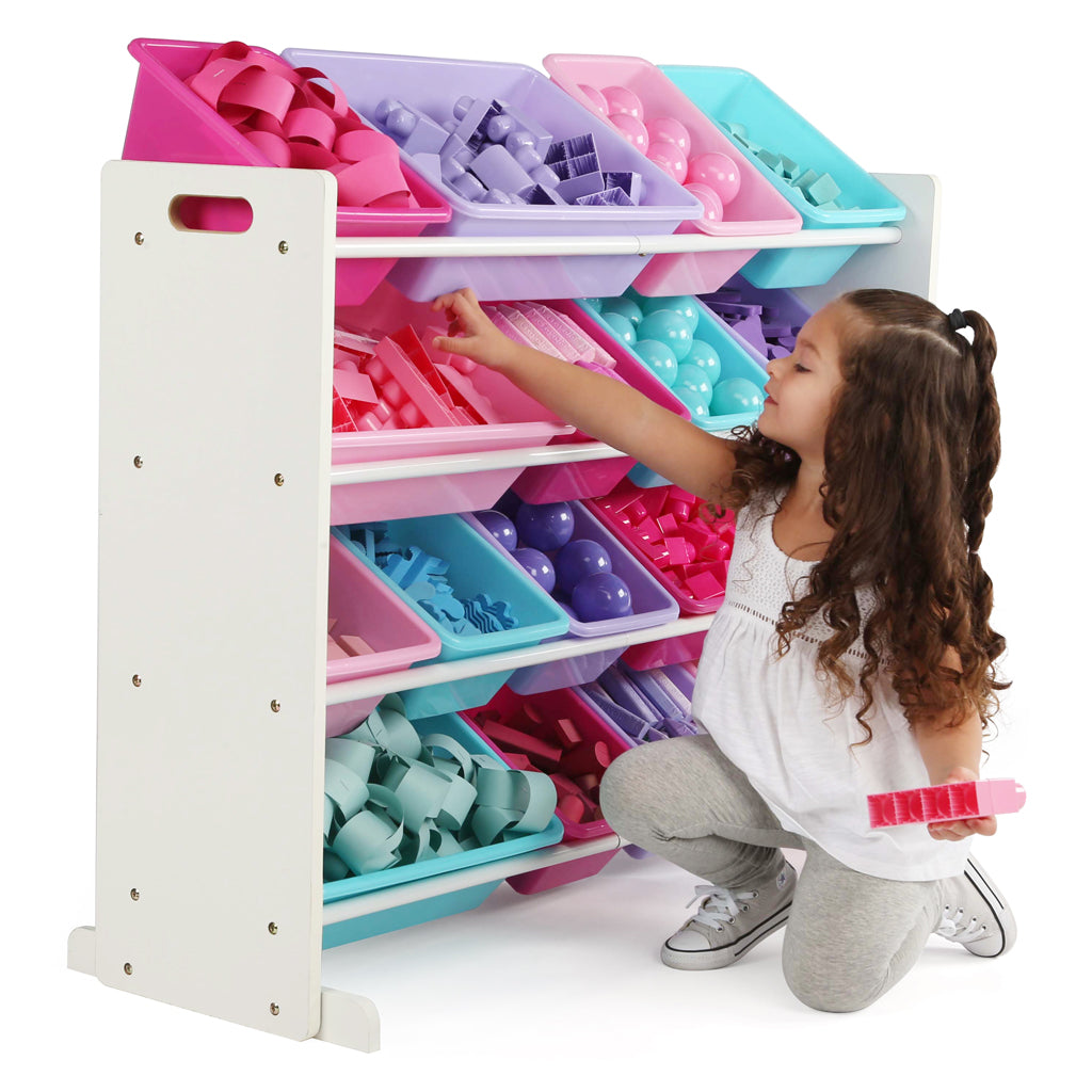 pink and purple toy organizer