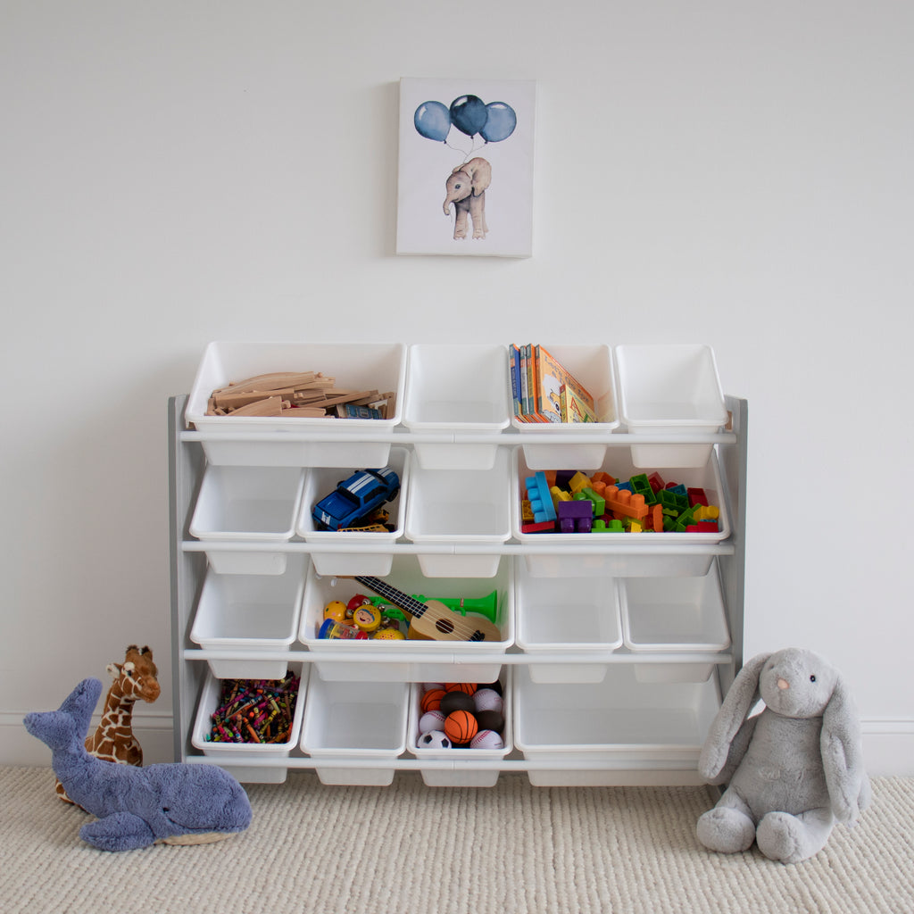 gray toy storage organizer