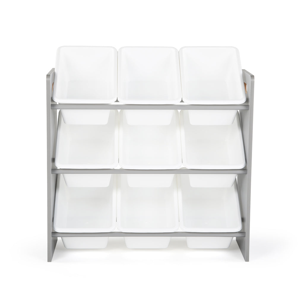 white and grey toy storage