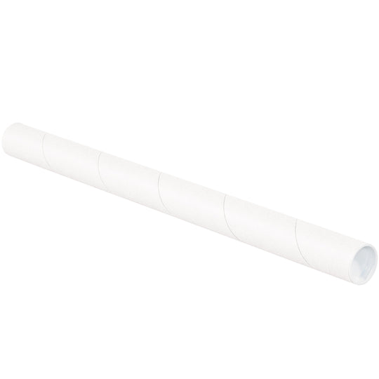1 1/2 x 12 White Round Cardboard Mailing Tubes and End Caps