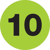 1“圈”-“10”(荧光绿色)数字标签500/卷