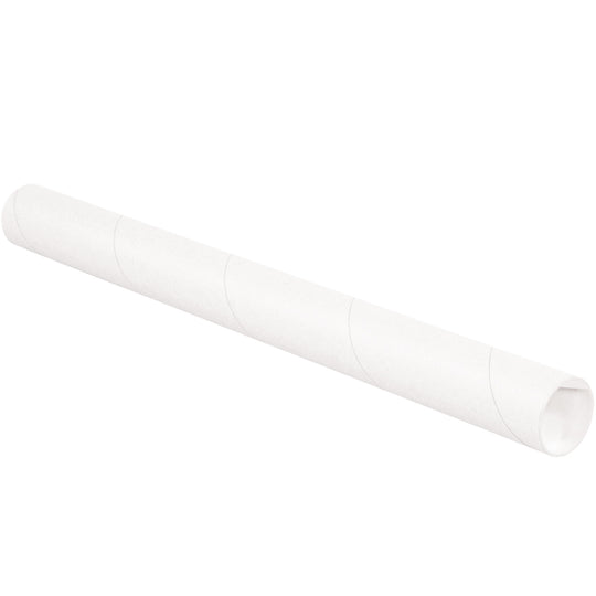 Mailing Tubes With Caps, 2-1/2 Dia. x 24L, 0.07 Thick, White, 34/Pack