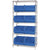 36 x 18 x 74 - 5 Shelf Wire Shelving Unit with (8) Blue Bins