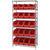 36 x 18 x 74 - 6 Shelf Wire Shelving Unit with (20) Red Bins