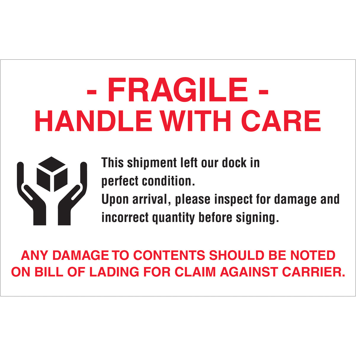 4 X 6 Fragile Handle With Care Labels 500 Roll Packagingsupplies Com