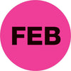 2“圆圈——“2月”(荧光粉色)500 /卷的标签