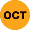 2“圆——“10月”(荧光橙色)500 /卷的标签