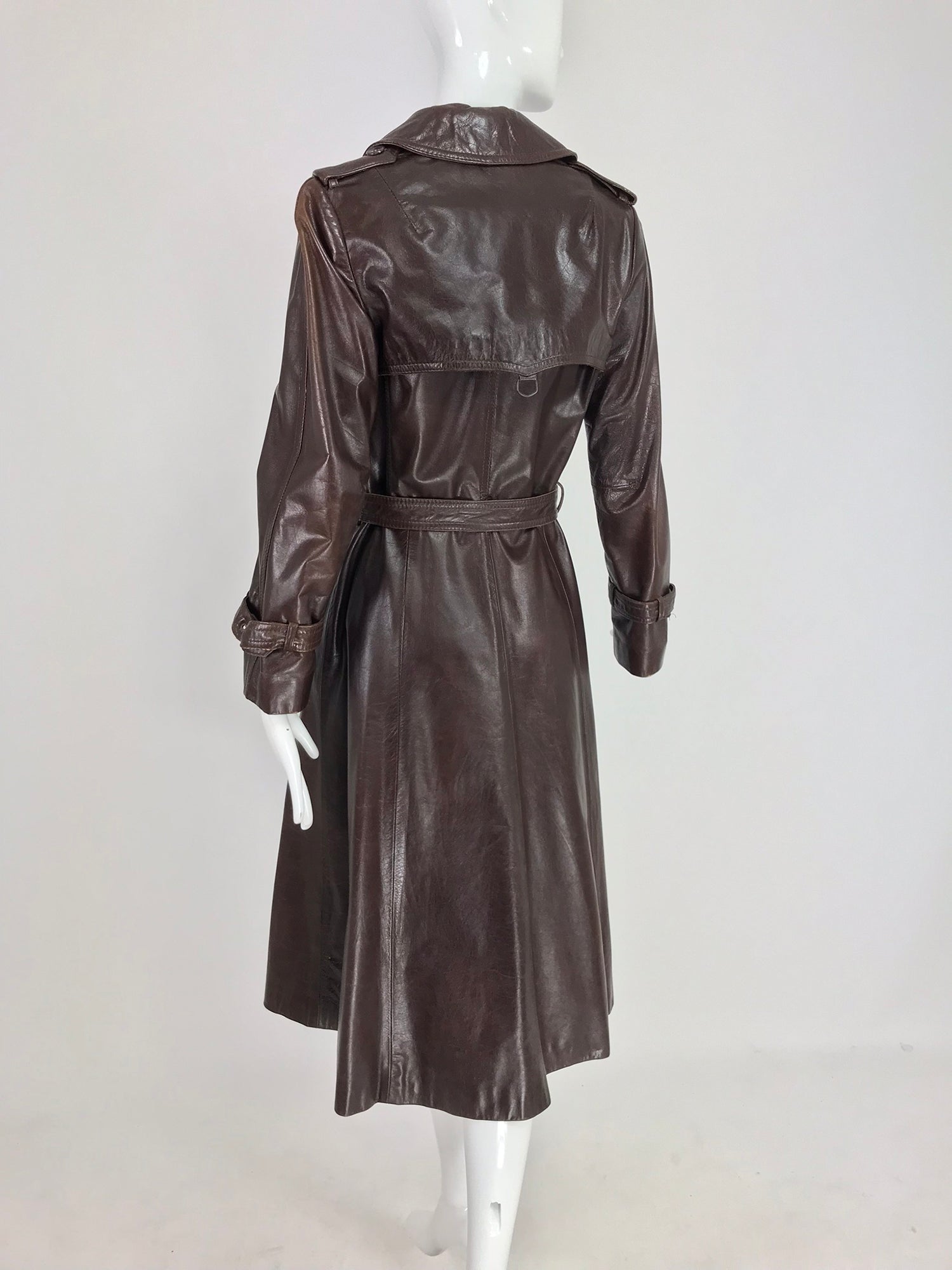 Anne Klein Chocolate brown leather trench coat 1970s – Palm Beach Vintage