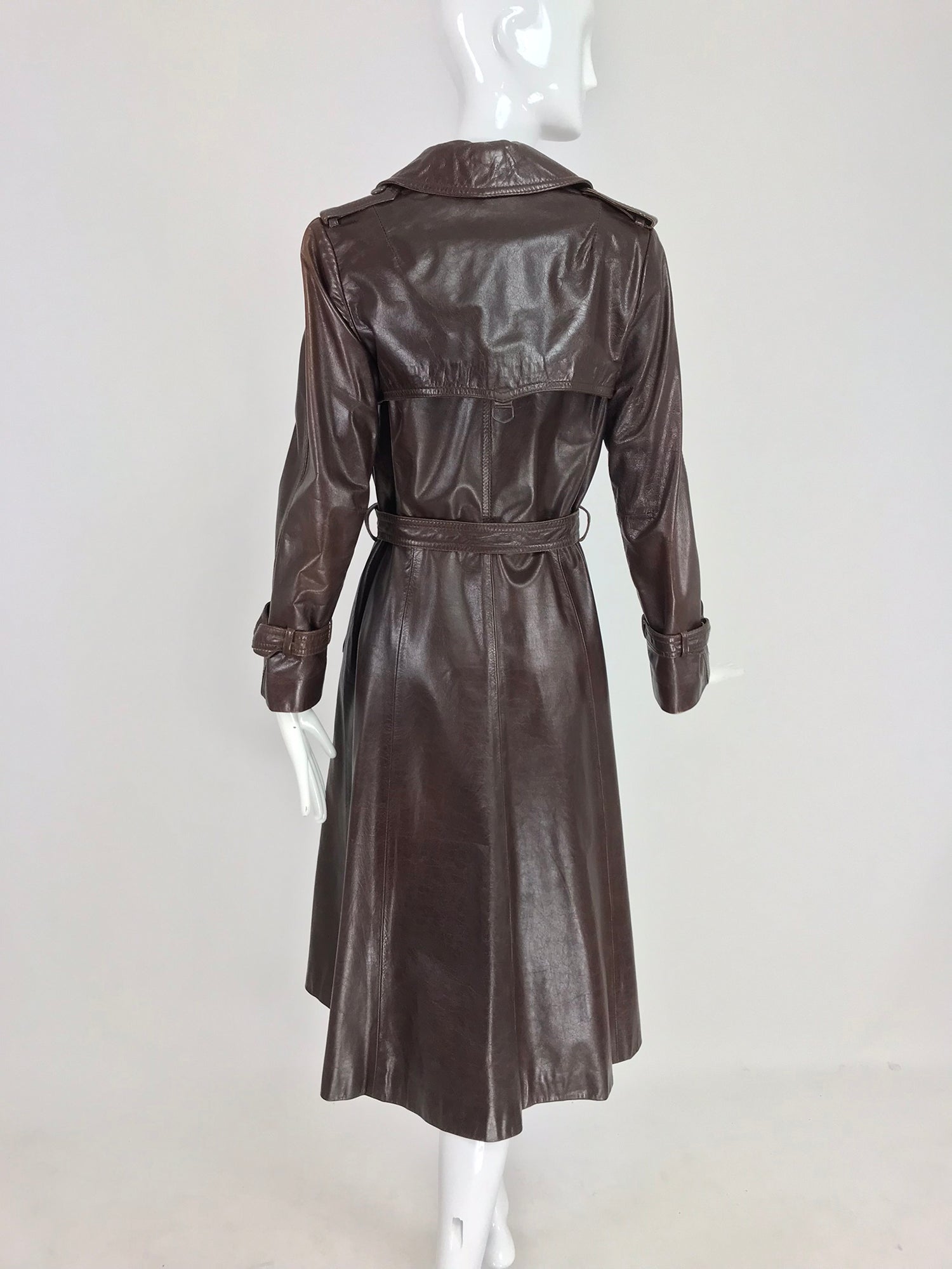 Anne Klein Chocolate brown leather trench coat 1970s – Palm Beach Vintage