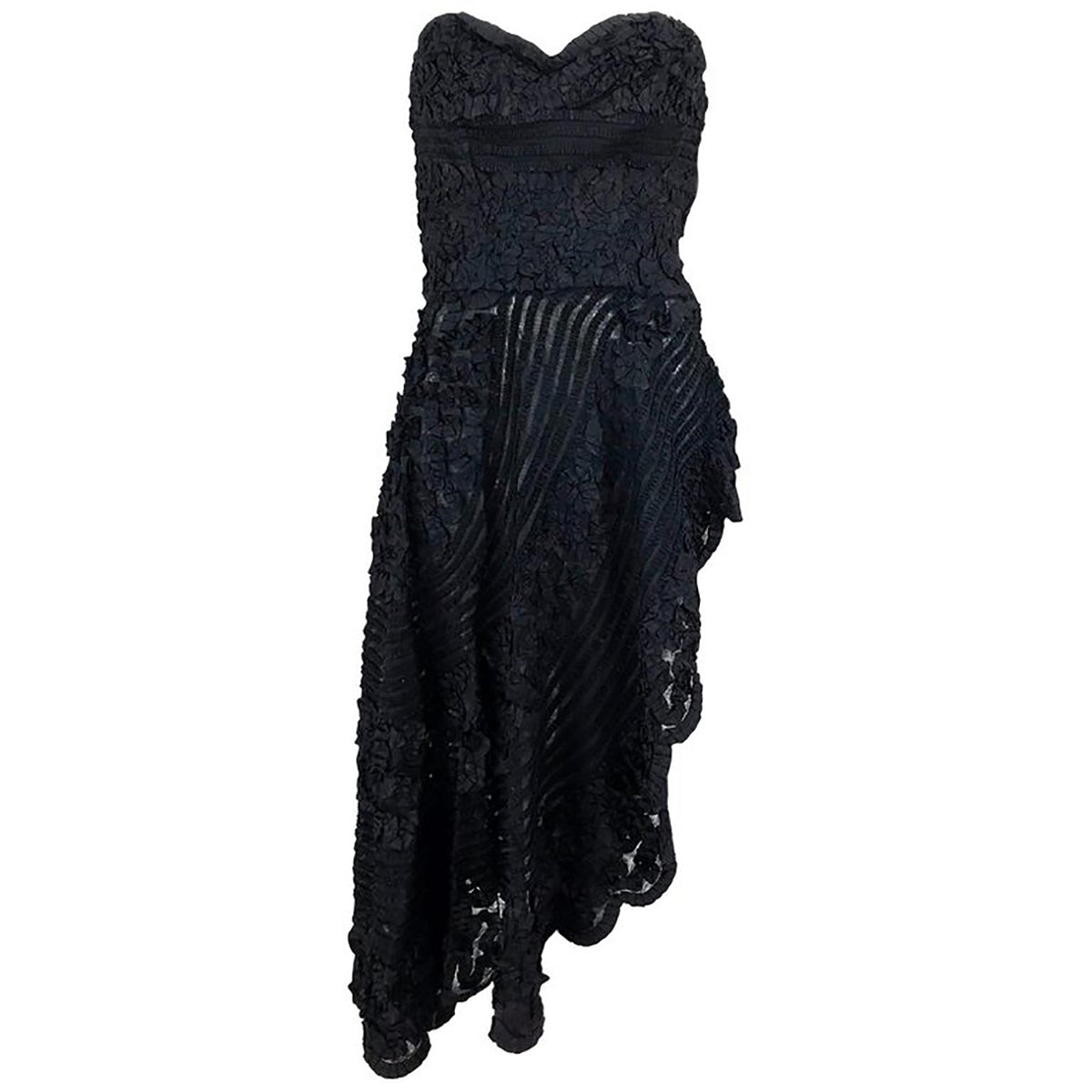 1950s Black Ribbon Work Strapless Asymmetrical Dress – Palm Beach Vintage