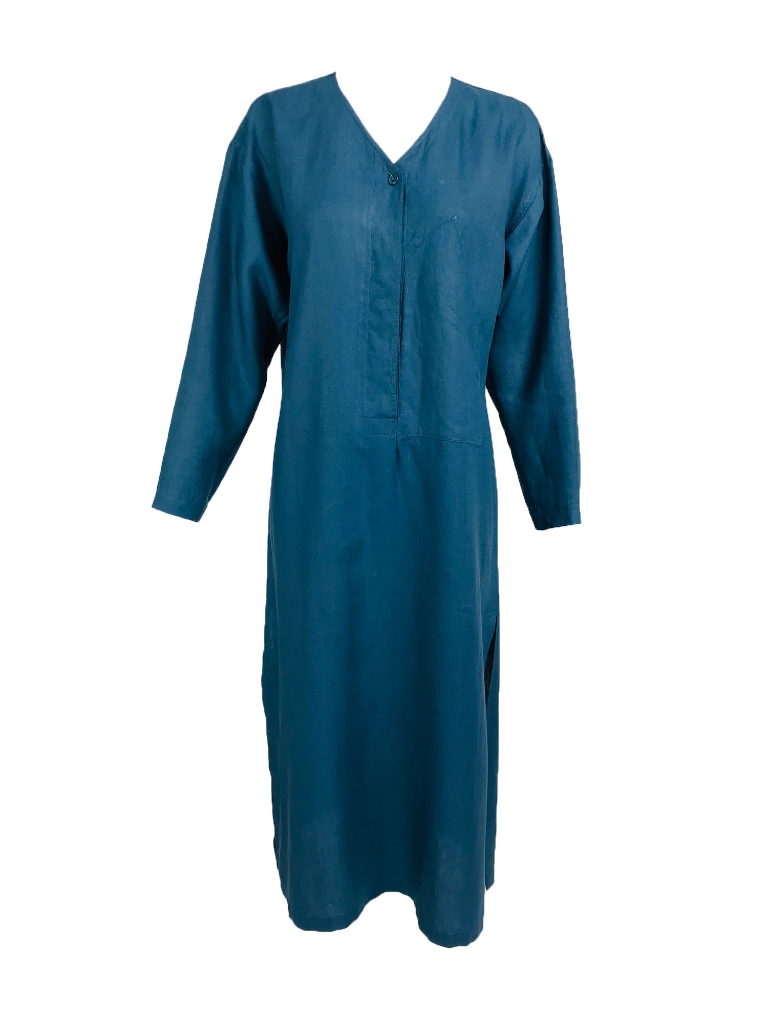 teal linen dress