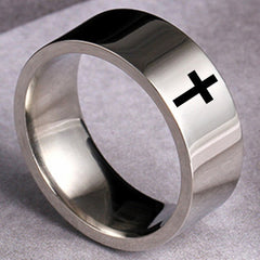 Stainless Steel Mens Christian Cross Ring