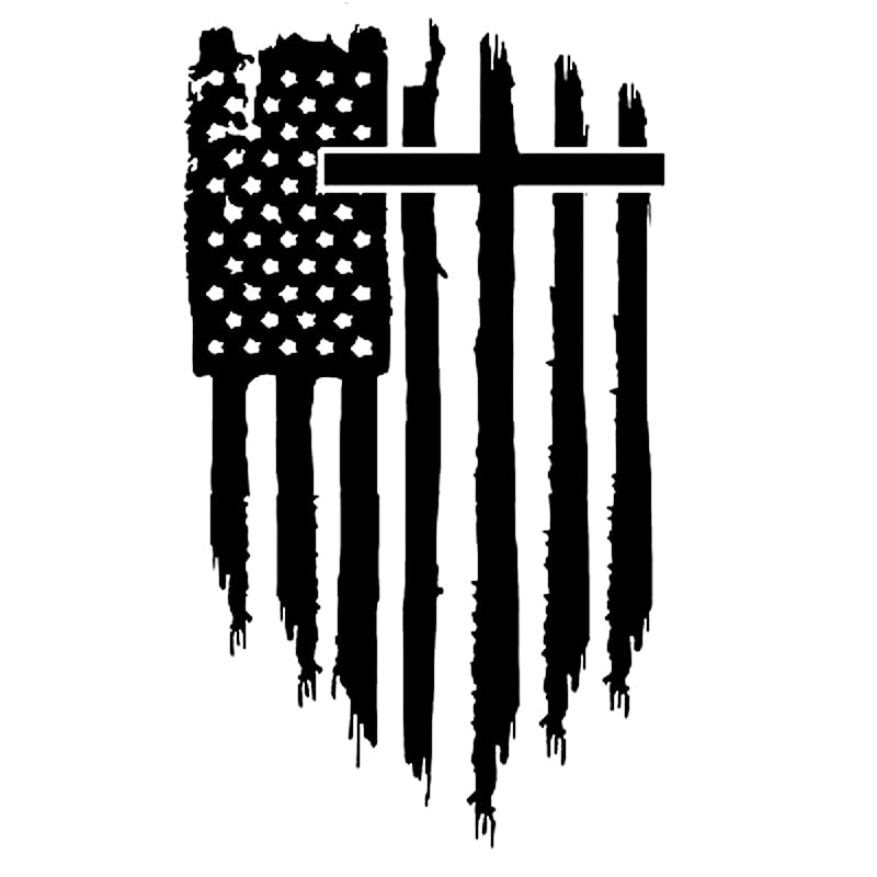 Cross American Flag Bumper Sticker – faith & honesTee