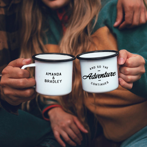 Let The Adventures Begin - Enamel Travel Coffee Mug - Grizzee