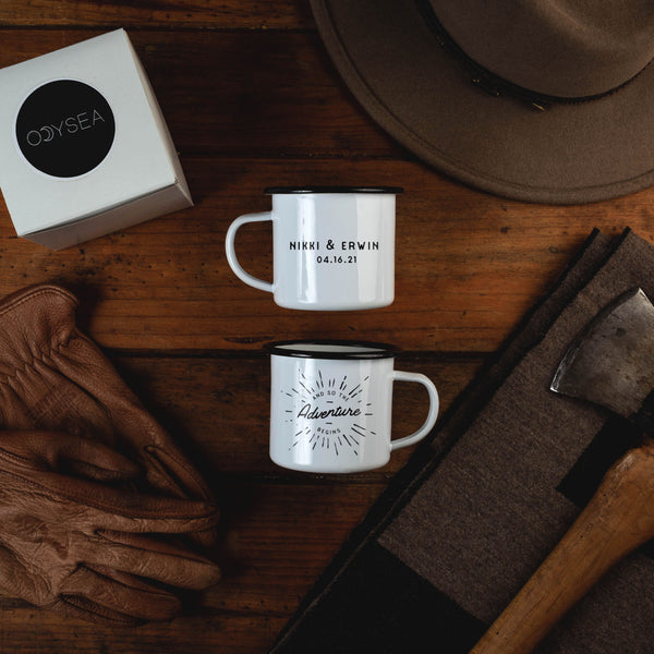 Custom Name Enamel Camping Mug  Cabin Design – The ODYSEA Store