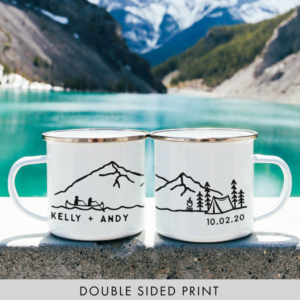 Camp Mug Personalized, Camping Mountain Camp Mug 11oz Camper Van Lake Decor  Coffee Cup - unique Custom name engagement gift for couple, 1x