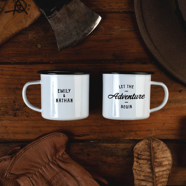 Let The Adventures Begin - Enamel Travel Coffee Mug - Grizzee