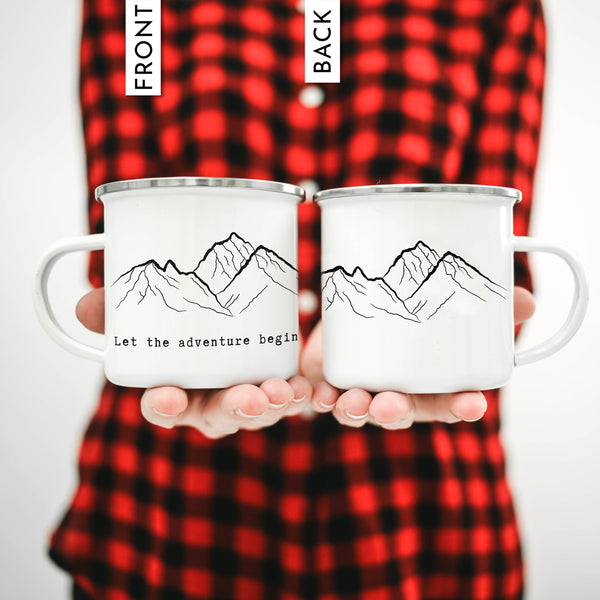 Let The Adventures Begin - Enamel Travel Coffee Mug - Grizzee