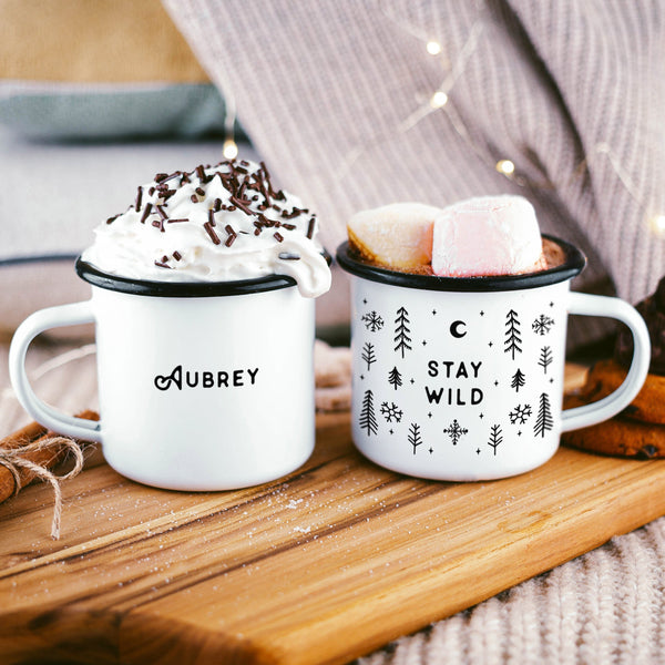 Custom Name Enamel Camping Mug  Cabin Design – The ODYSEA Store