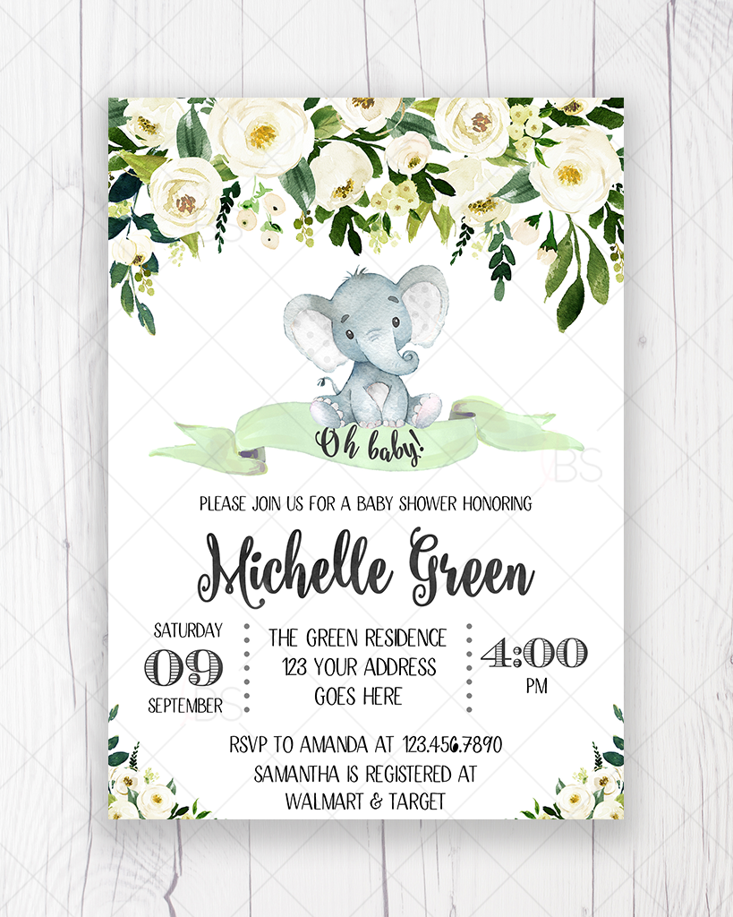 elephant baby shower invitations