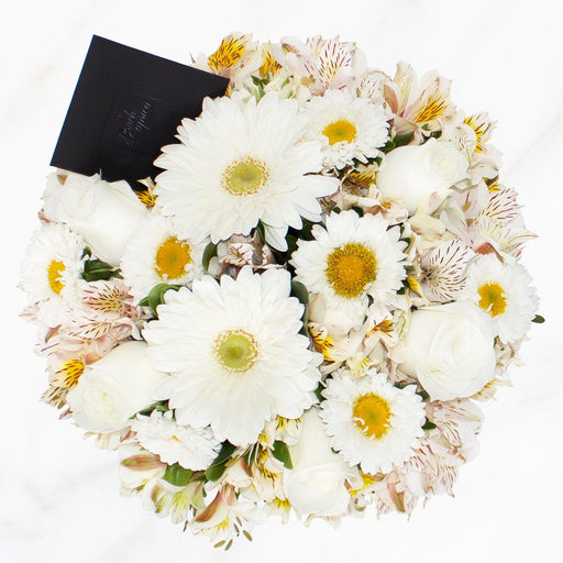Arreglo floral de Rosas Blancas, Gerberas y Alstromelia -GI008- — Ponch' &  Capricó