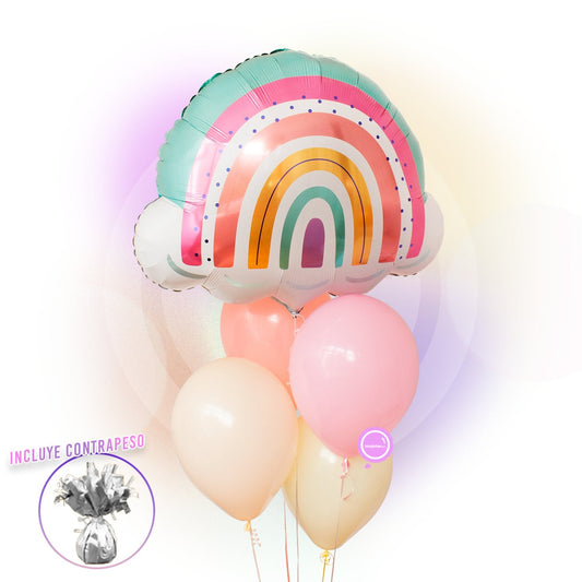 1 Birthday Combo Bouquet Rainbow Globos Helio • Envíos CDMX
