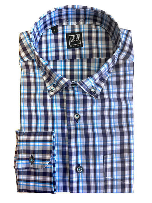 Button Down Check Shirt - TURQUOISE