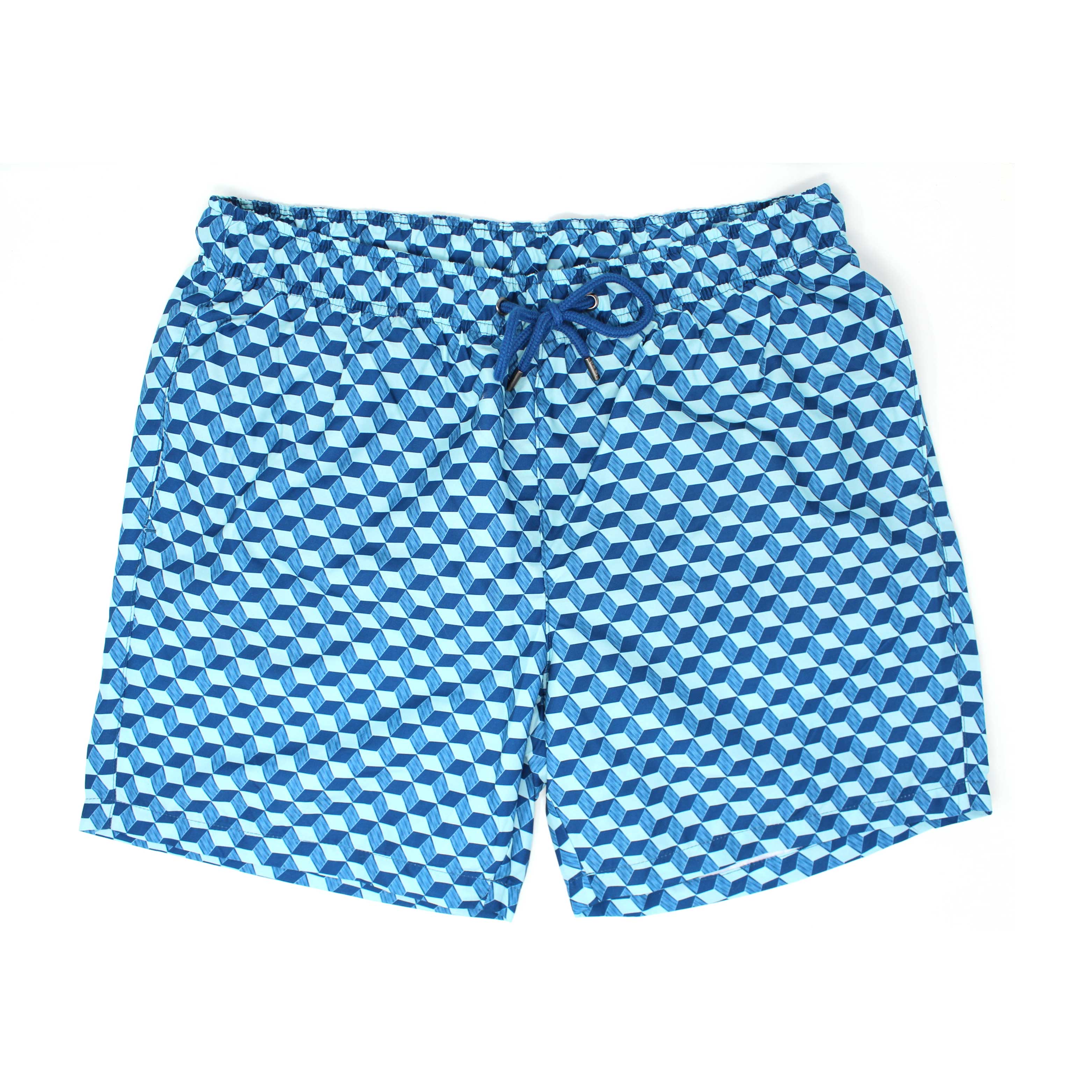 Blue Optical Cube Swim Shorts