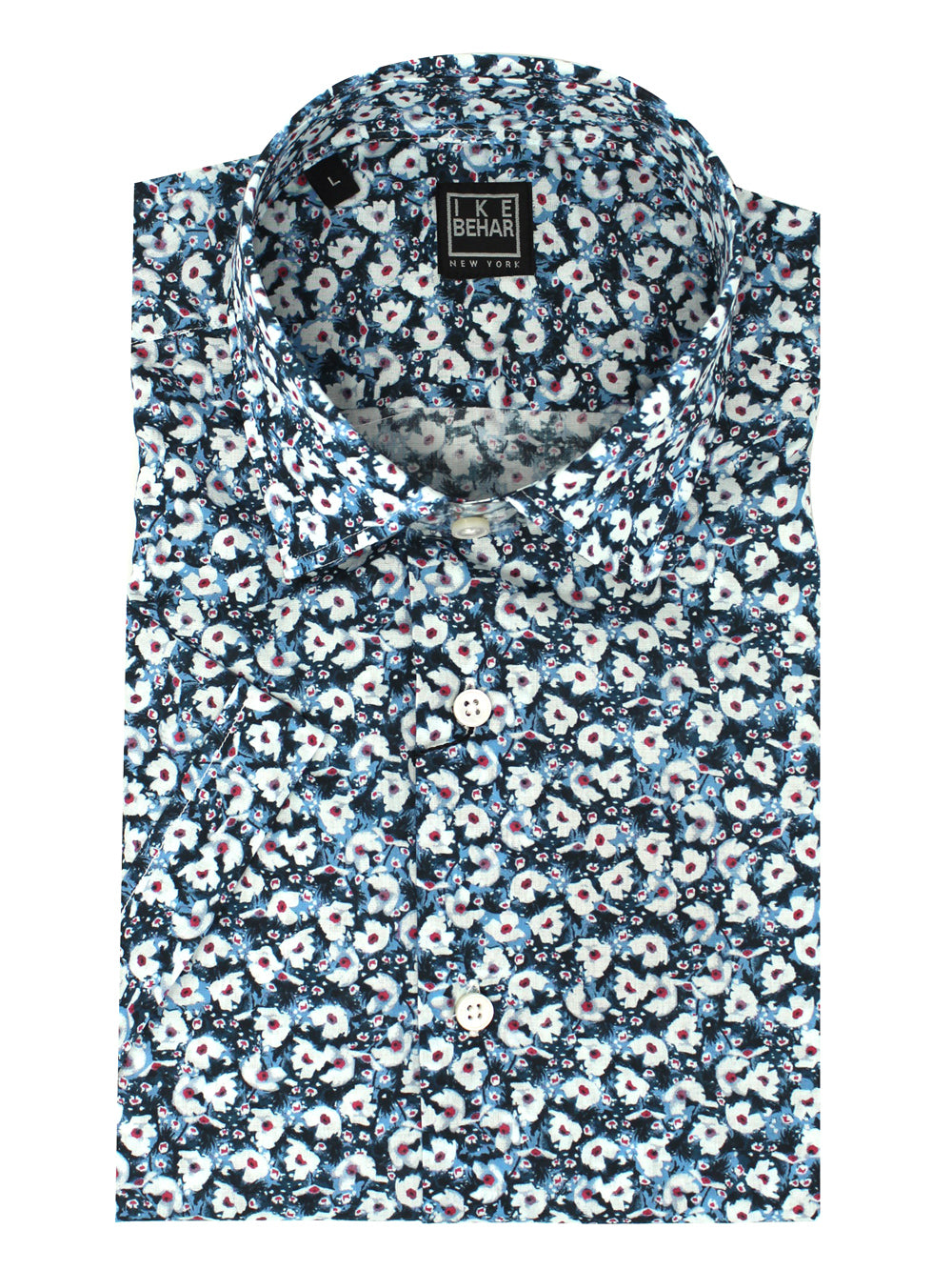 Short Sleeve Mini-Floral Print Sport Shirt