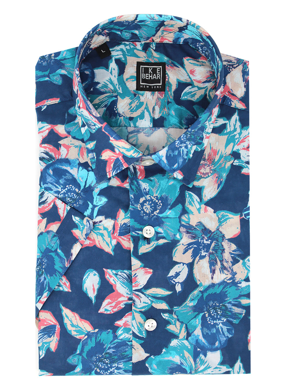 Short Sleeve Tropical Multi-Floral Print Sport Shirt