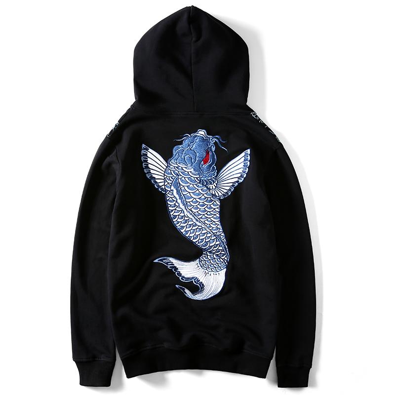 Blue Koi Carp Embroidered Sukajan Hoodie