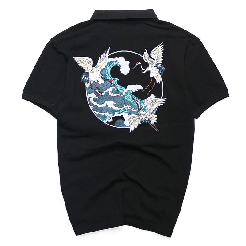 Cranes Embroidery Polo Shirt