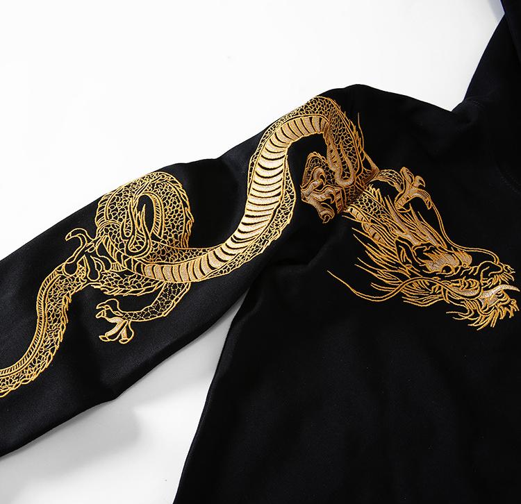 Double Flying Dragons Embroidery Hoodie