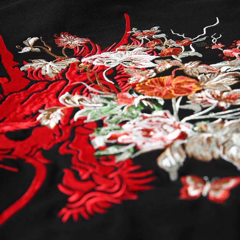 Dragon in Flowers Embroidered Hoodie